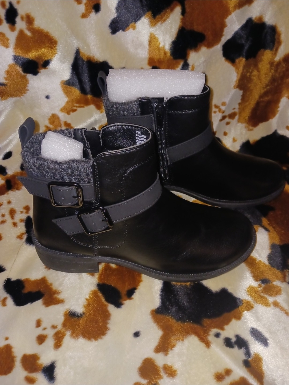 Women's Black Ankle Boots with Buckle Accent NWOT